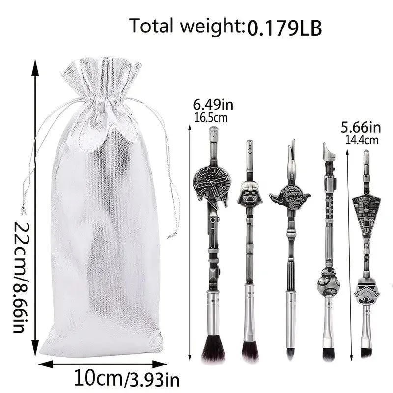 Makeup Brushes Set | 5pcs Cosmetic Makeup Brush Set Professional Tool Kit Set Drawstring Bag Included (silvery)
