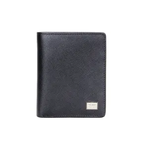 Picard Saffiano Men's Vertical Leather Wallet with Centre Flap and Coin Pouch (Black)