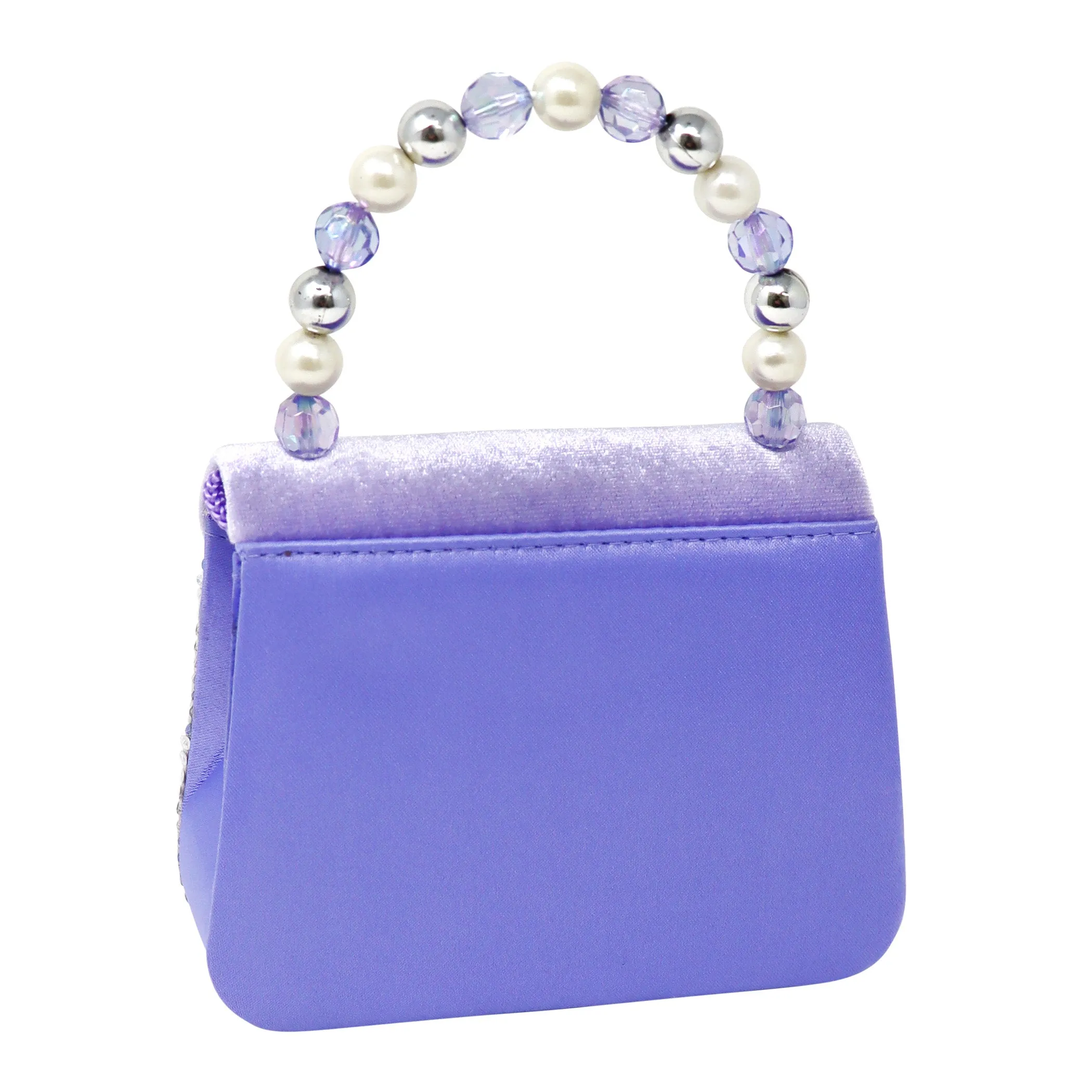 Pink Poppy Princess Violet Velvet & Sequin Handbag With Beaded Handle