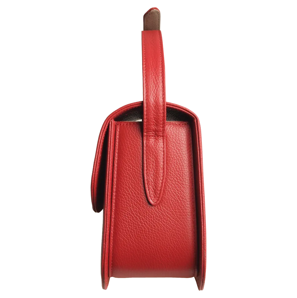 Red Textured Leather Crossbody Bag