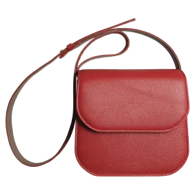 Red Textured Leather Crossbody Bag