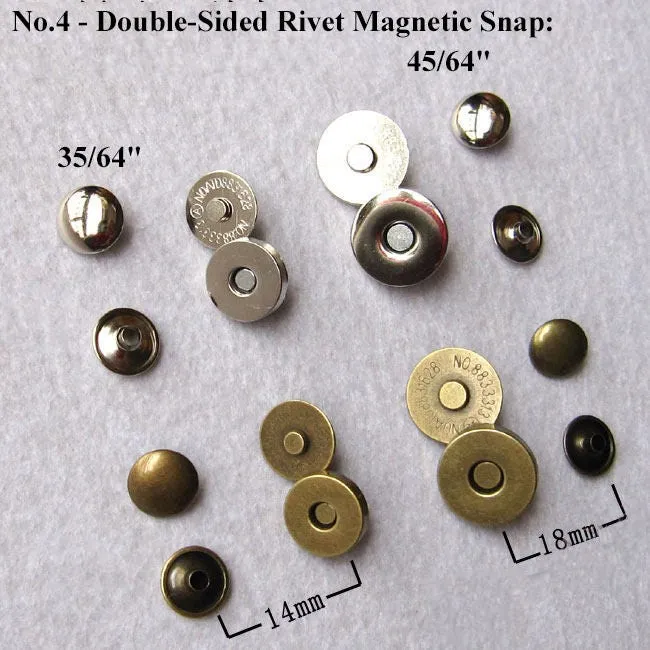 Round Double Rivet Magnetic Snap Closure Fastener Button Purse Clasp Bag Sewing 10 14 17 20mm Silver Gold Bronze Gunmetal Black