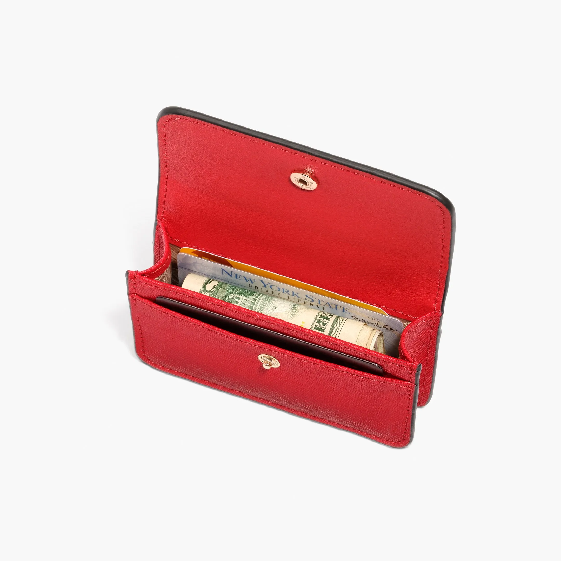 Sherborn Compact Wallet - Saffiano Leather - Red