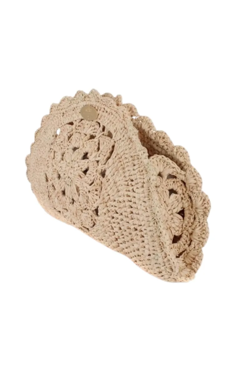 Sun Raffia Clutch in Ecru