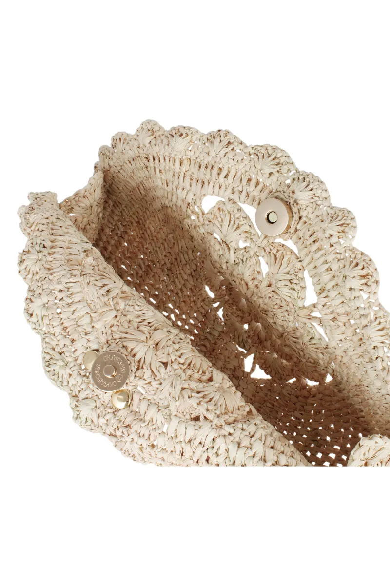 Sun Raffia Clutch in Ecru