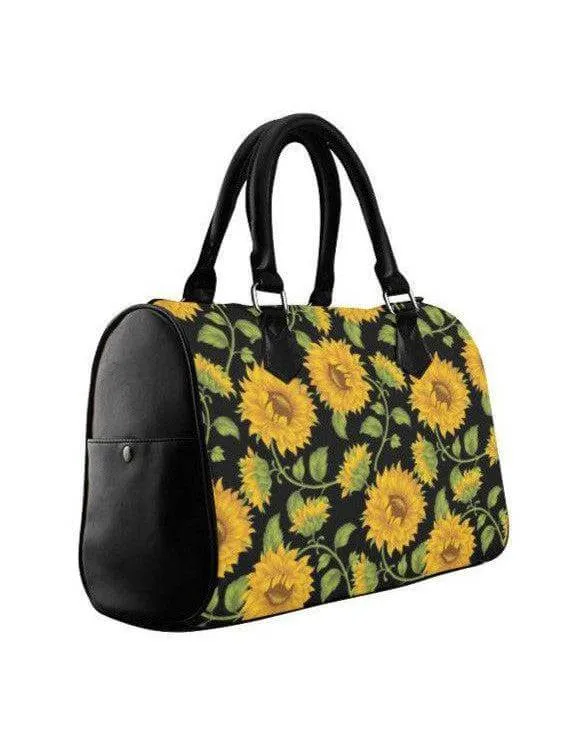 SUNFLOWERS BLACK Barrel Type Handbag