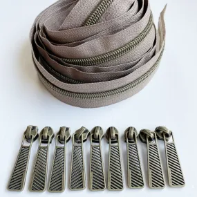 Taupe & Antique Bronze Zipper pack