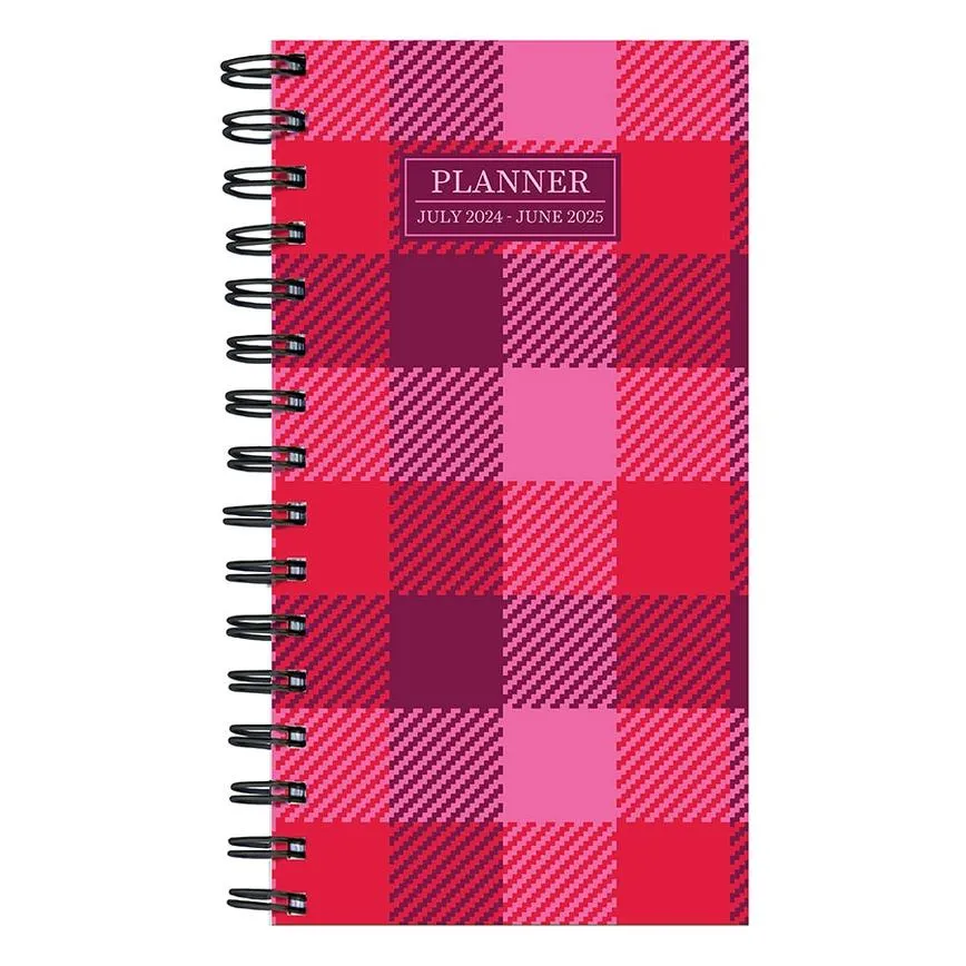 TF Publishing 2025 Pink Plaid Small Weekly Monthly Planner