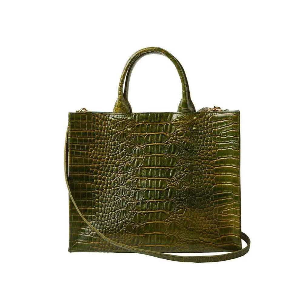 The Adele Leather Tote Croc Print