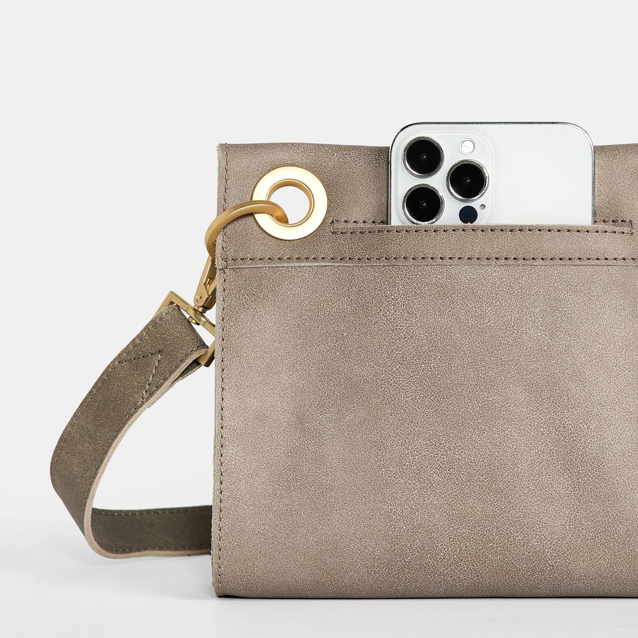 Tony Small Leather Crossbody Bag - Pewter