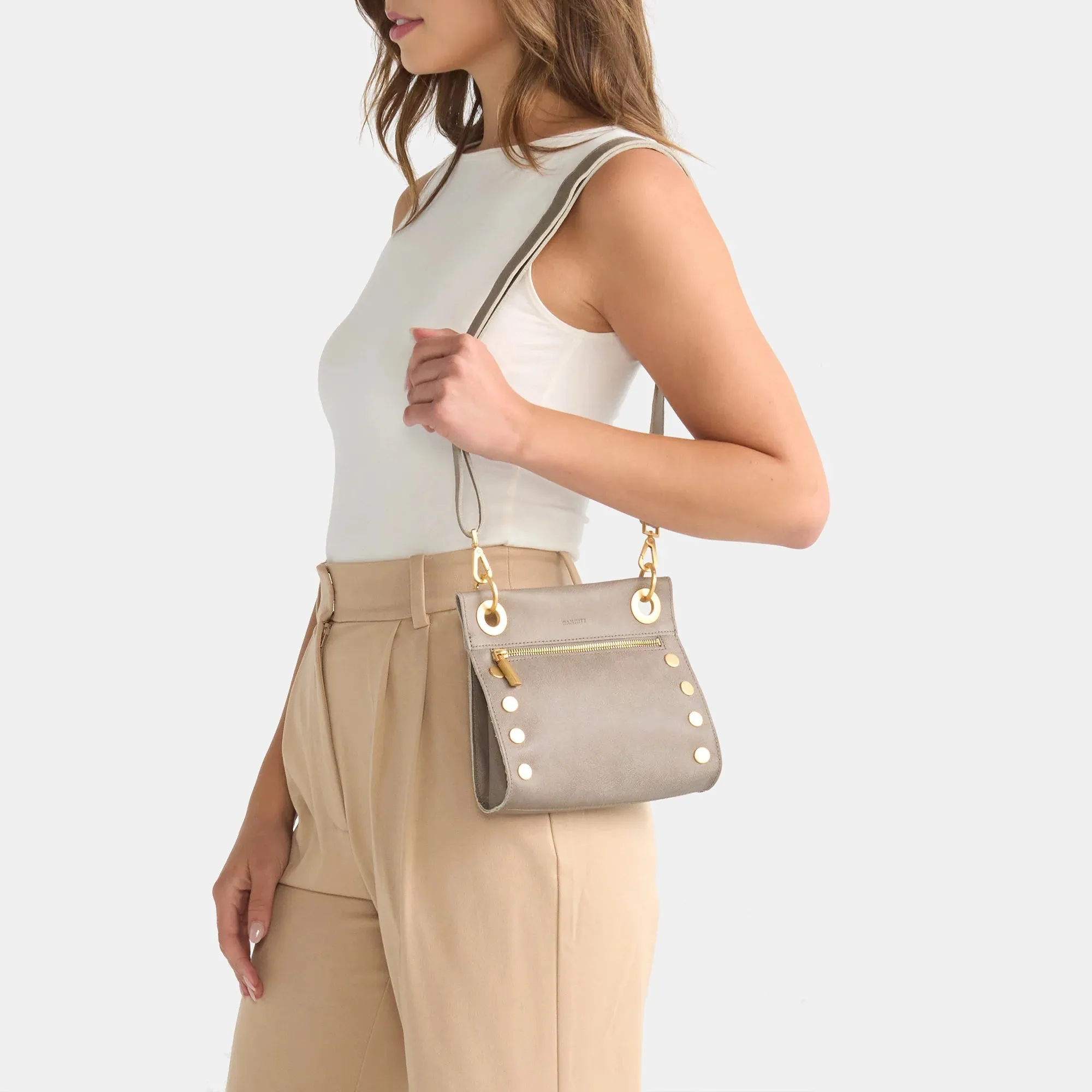 Tony Small Leather Crossbody Bag - Pewter