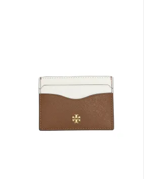 Tory Burch New Ivory / Classic Cuoio Emerson Color-Block Slim Card Case