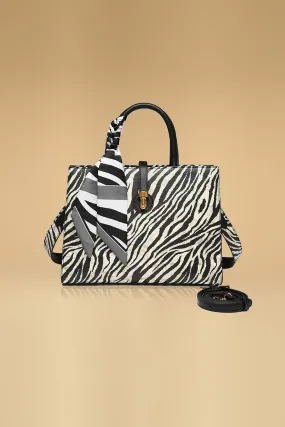 Trendy Zebra Print Purse With Elegant Bow Accent