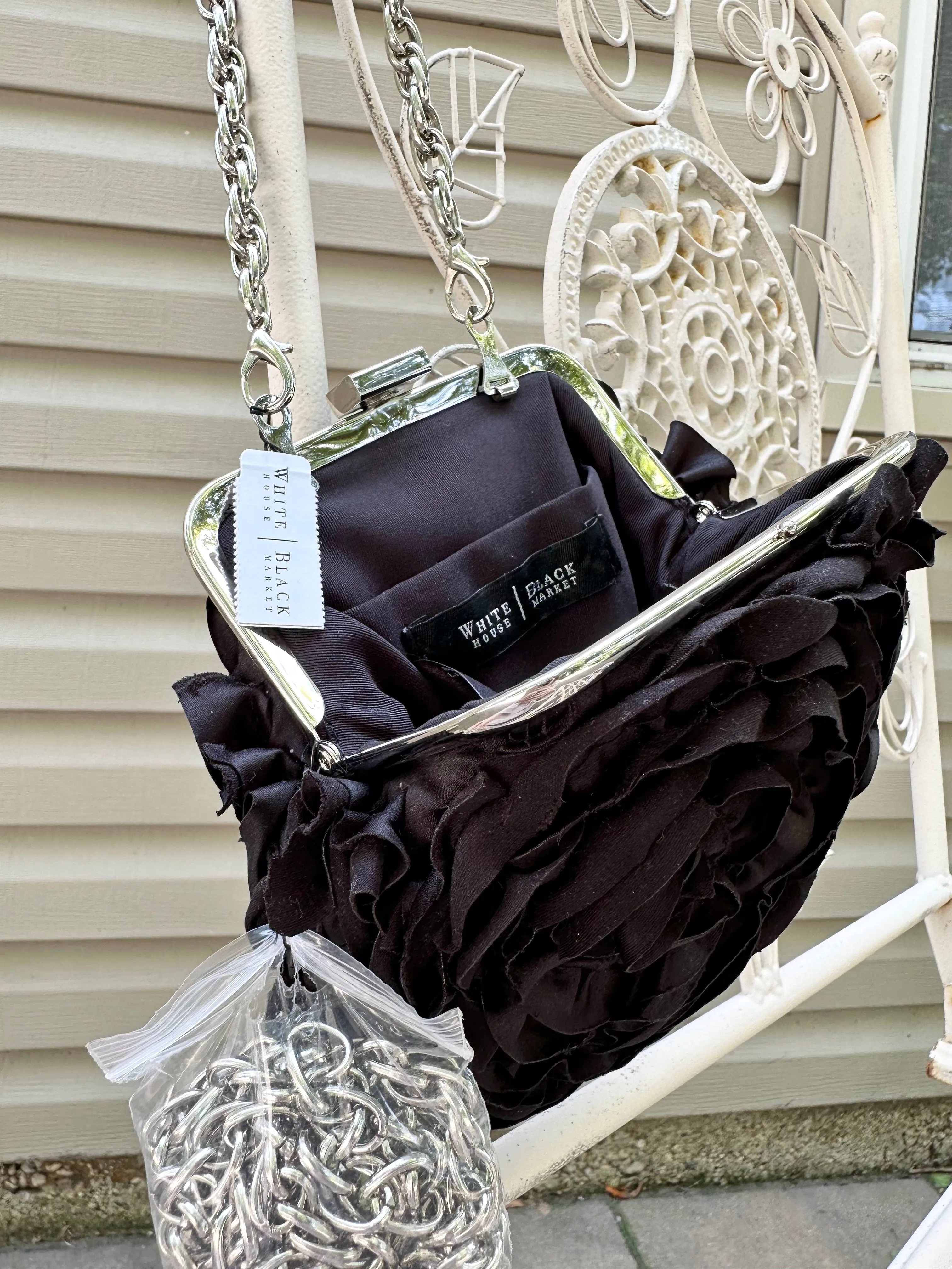 Vintage Y2k 2000s Black Rose Handbag Purse