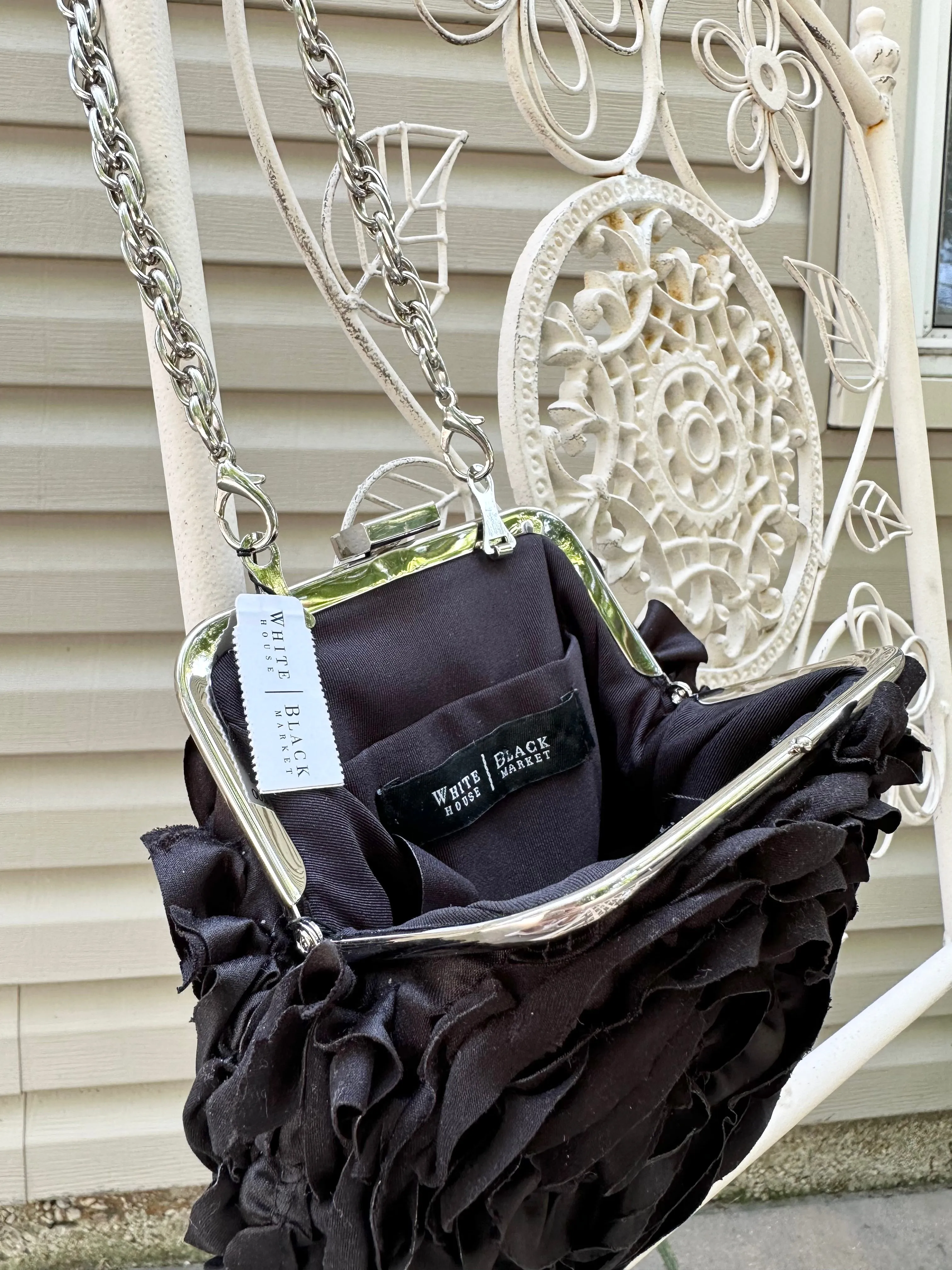 Vintage Y2k 2000s Black Rose Handbag Purse