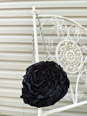 Vintage Y2k 2000s Black Rose Handbag Purse