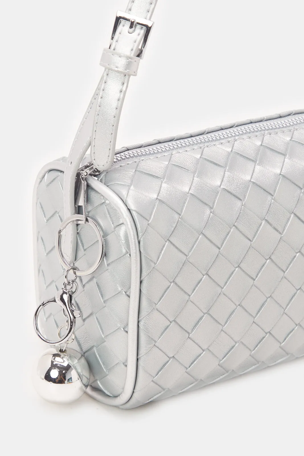 Women Silver Embellished Handbag