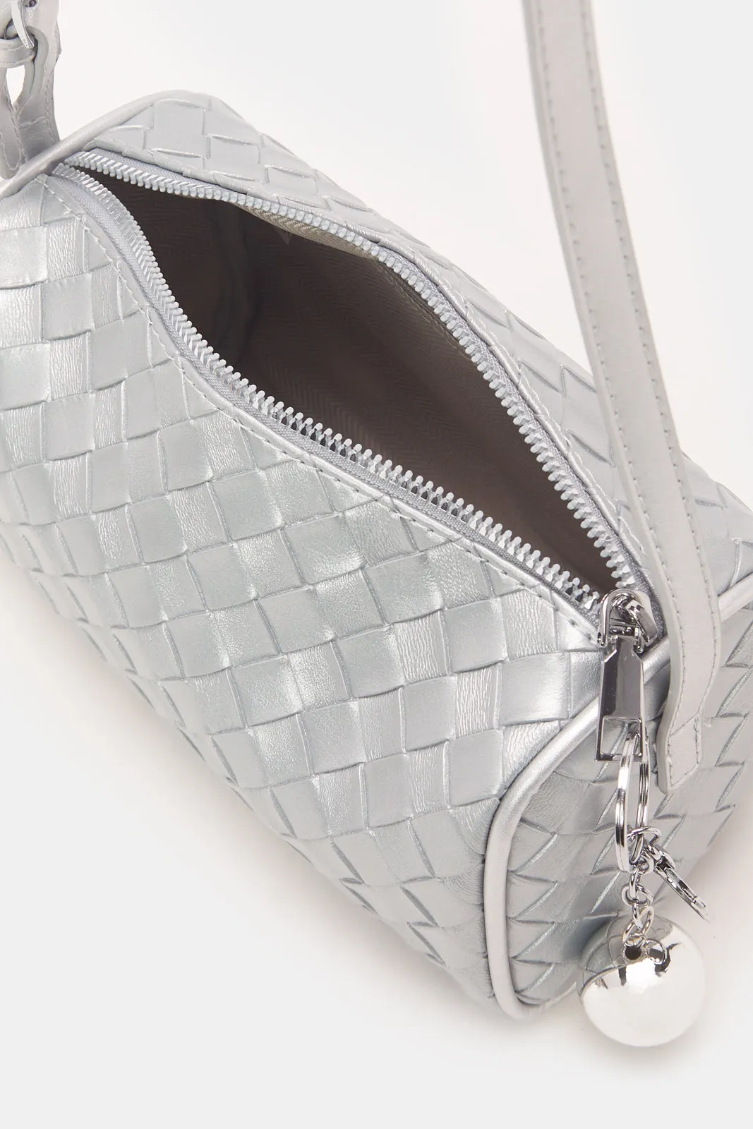 Women Silver Embellished Handbag