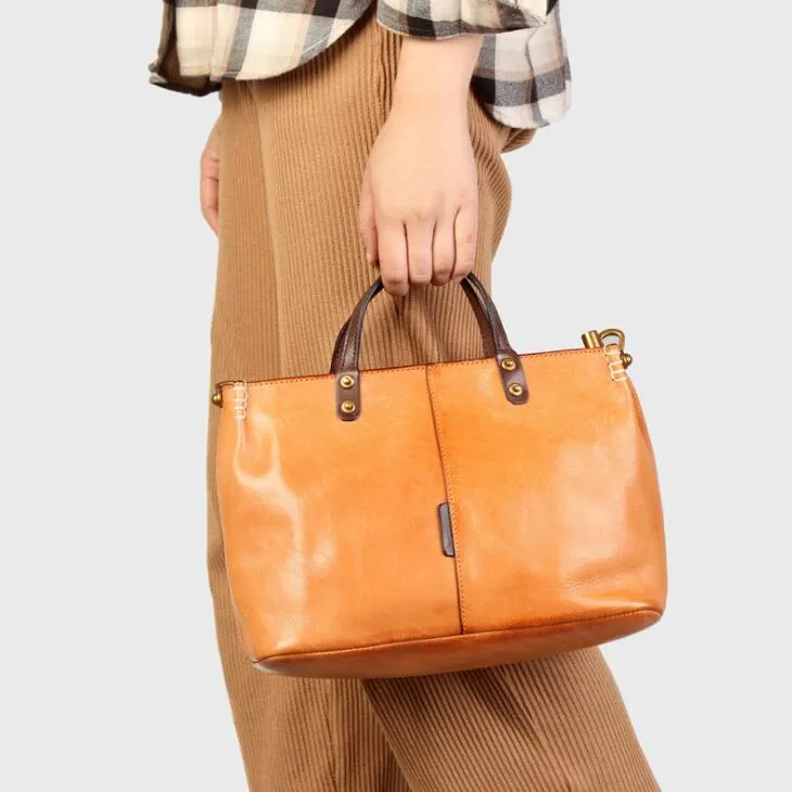Womens Vintage Leather Handbags Over The Shoulder Purse For Women