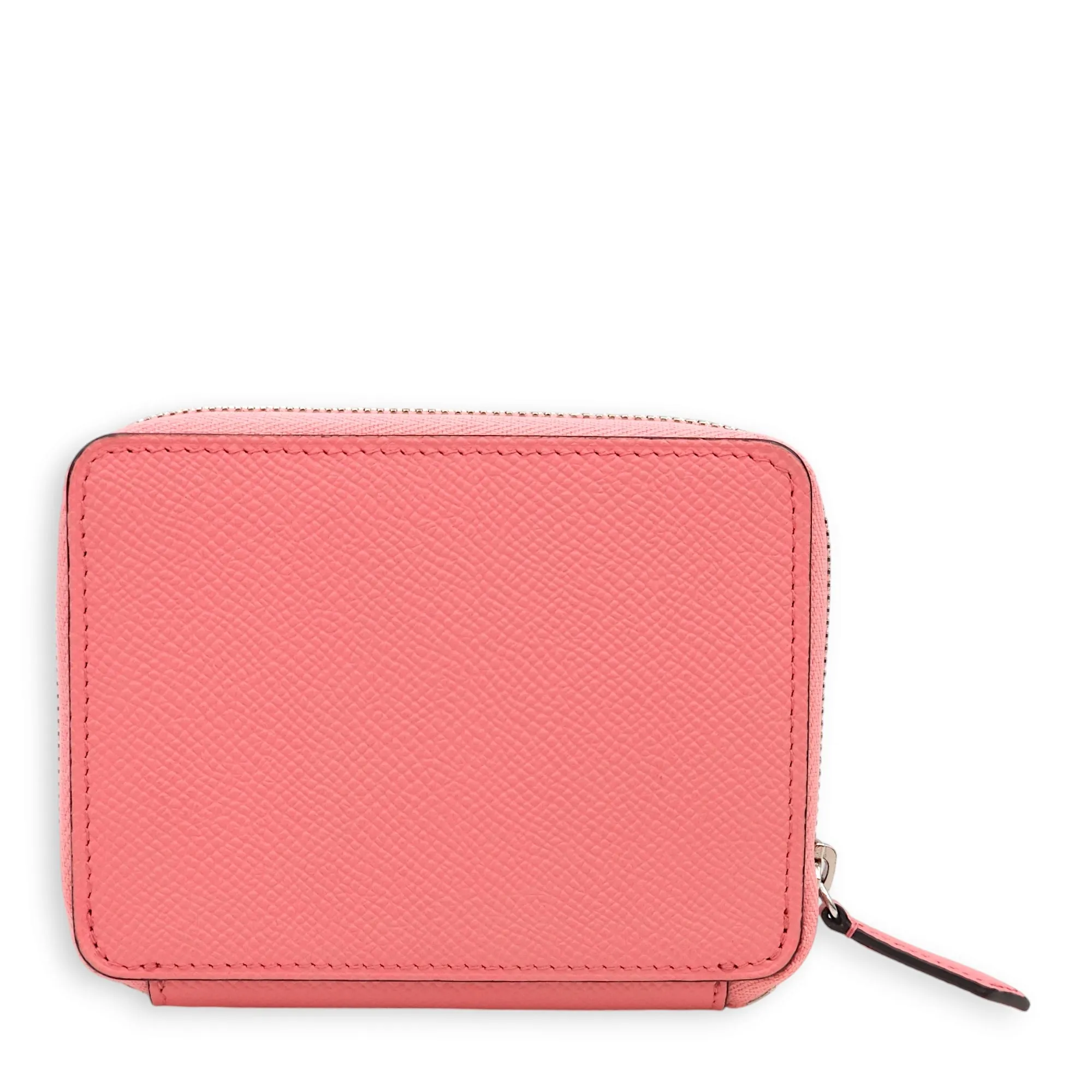 Zipped Pink Wallet in Calfskin, Palladium hardware